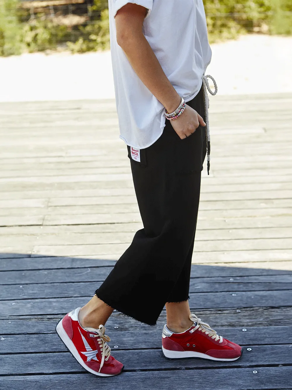 Frenchie Cropped Trackpant - BLACK