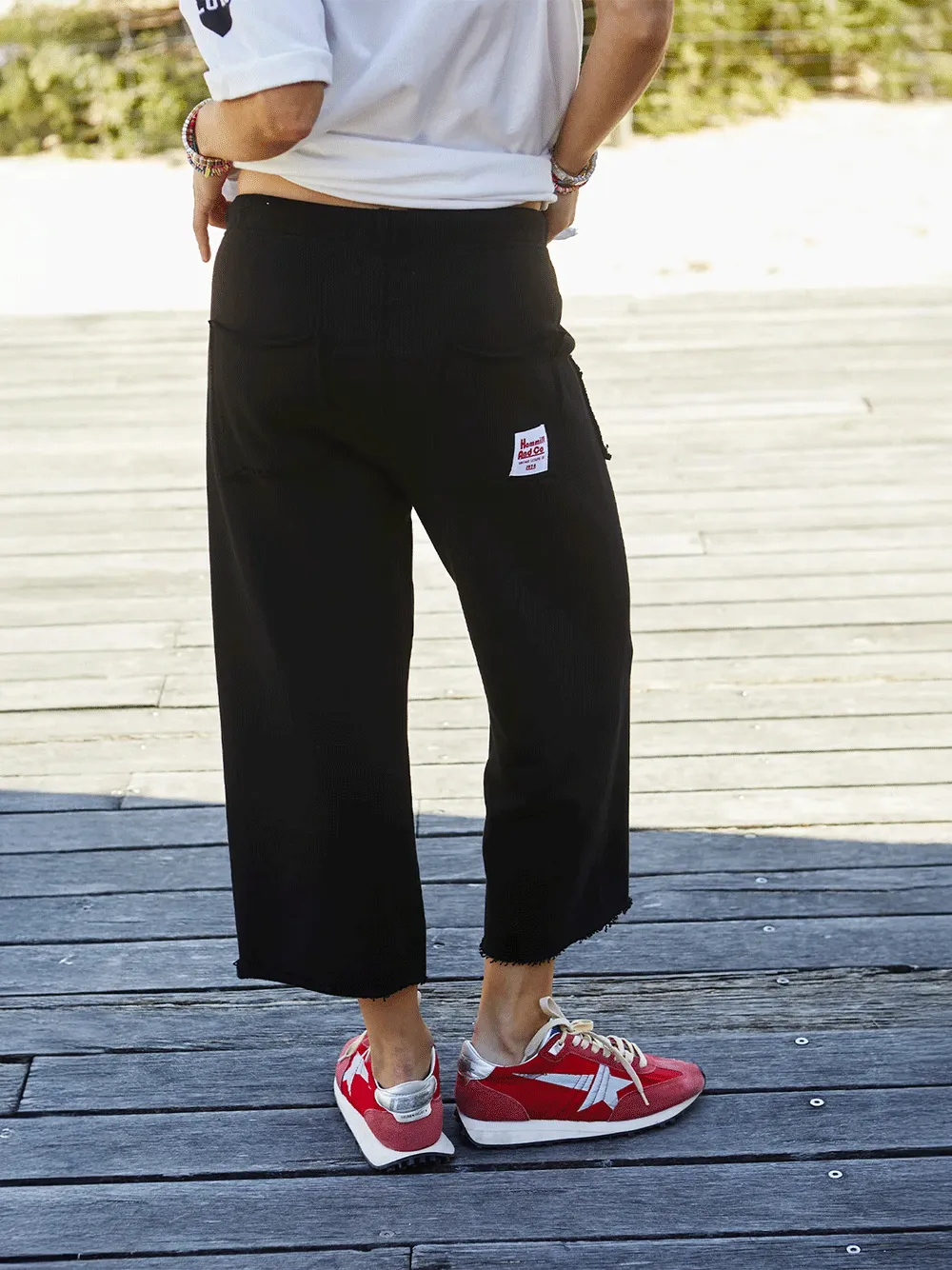 Frenchie Cropped Trackpant - BLACK