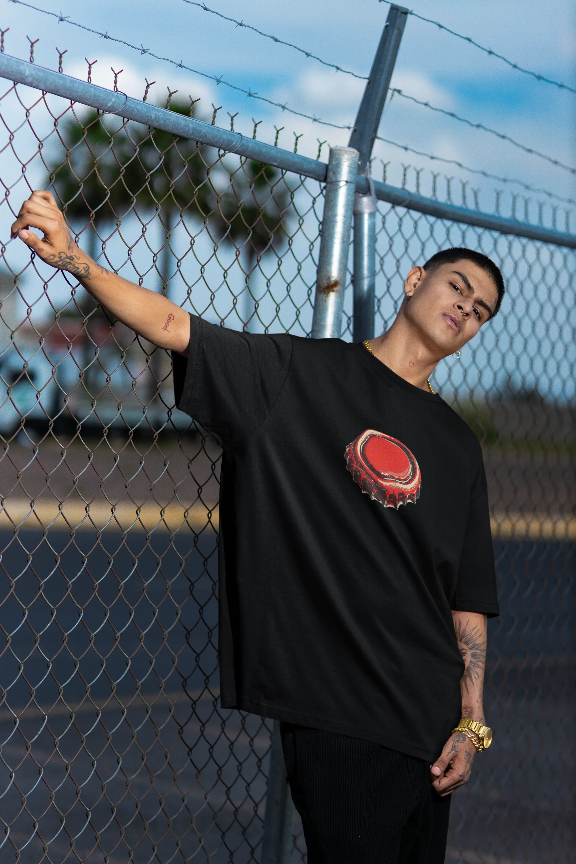 Funka Cola Black Oversized T-Shirt For Men
