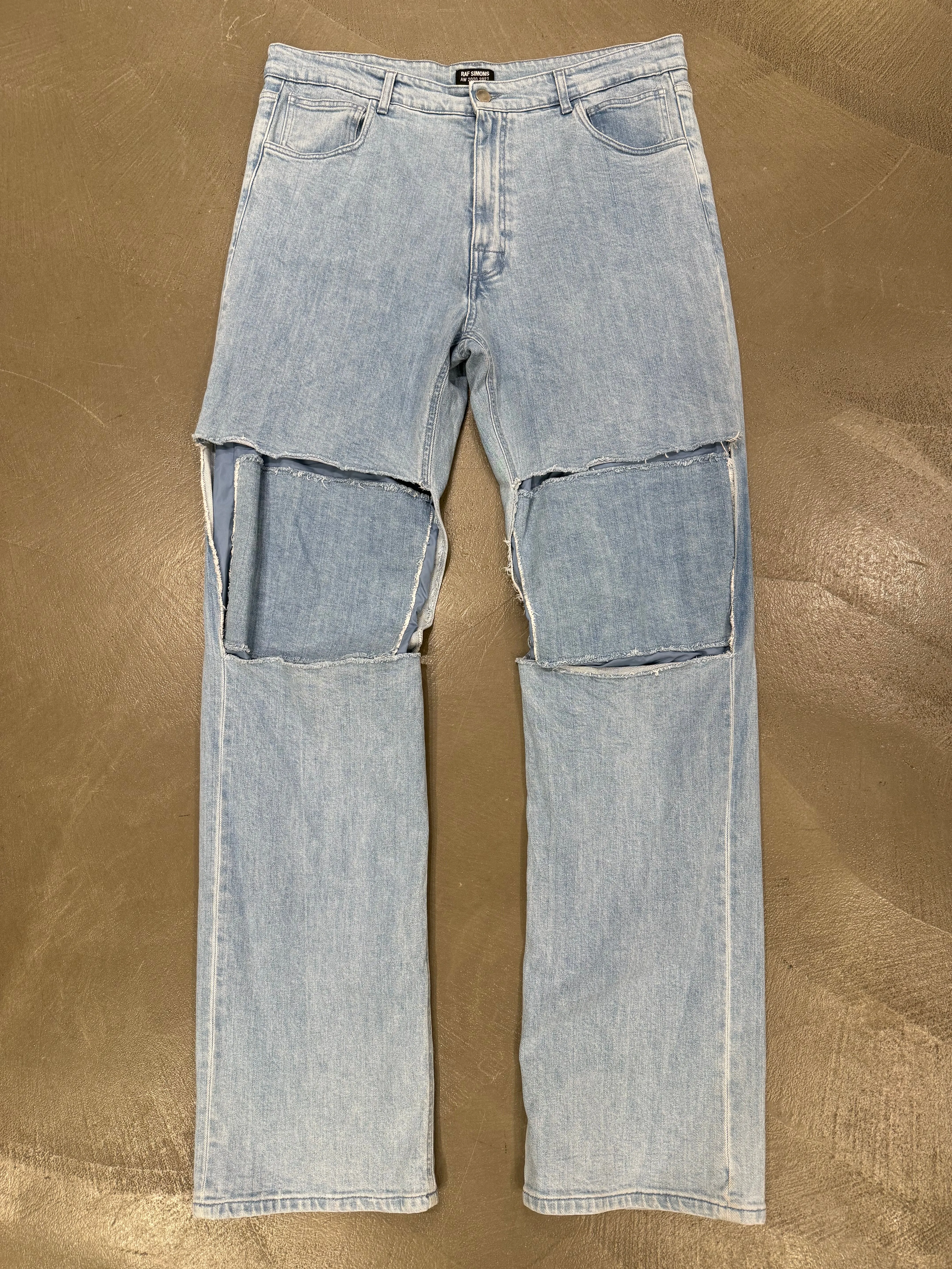 F/W 2020-2021 Raf Simons cut-out baggy jeans