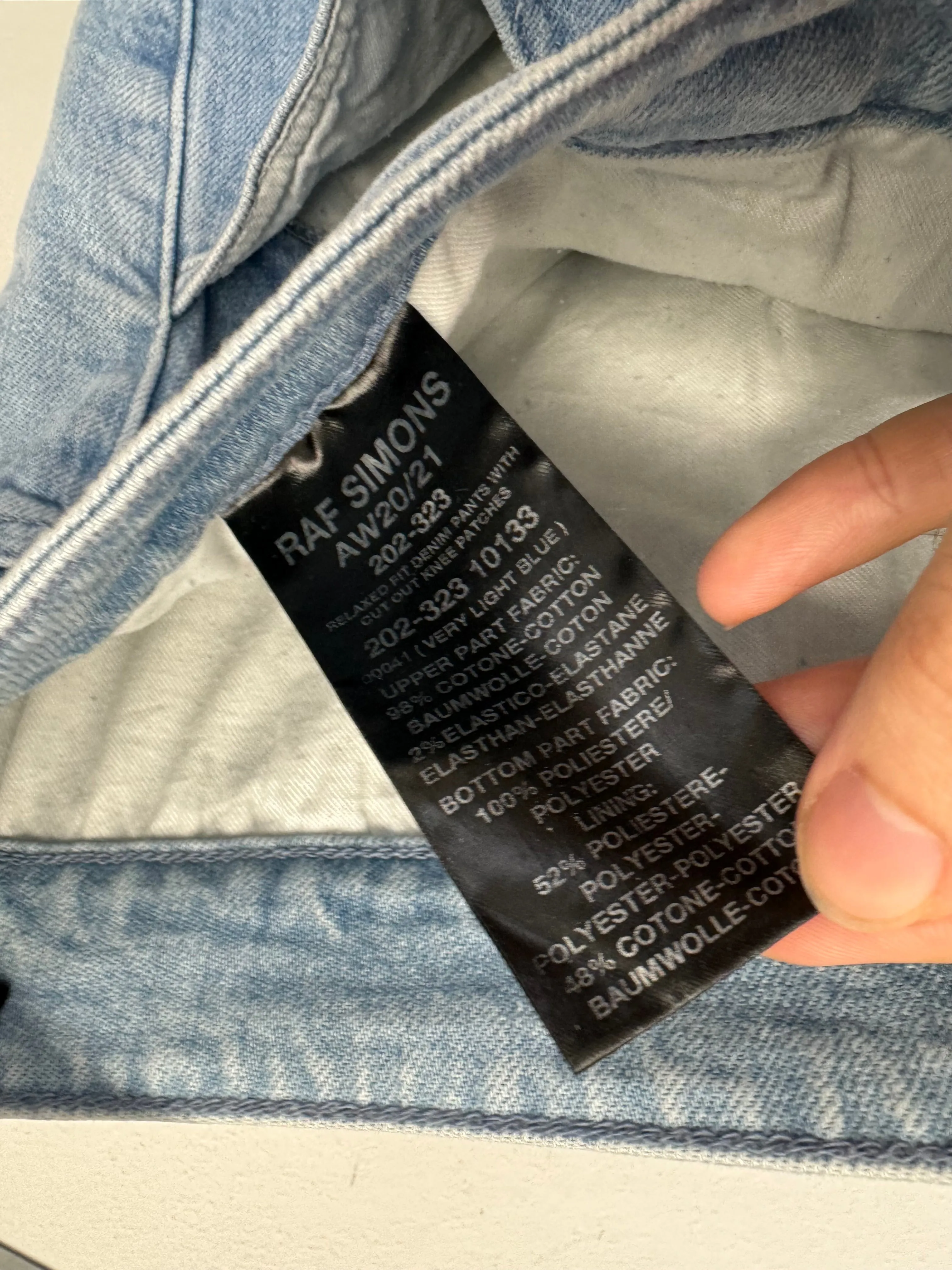 F/W 2020-2021 Raf Simons cut-out baggy jeans
