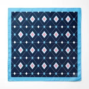 GEOMETRIC DIAMONDS BLUE SILK POCKET SQUARE