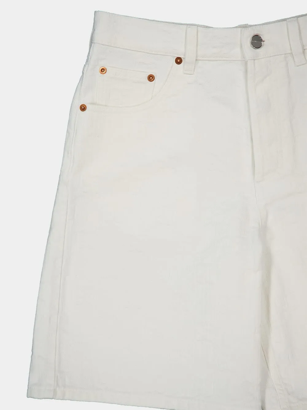 GG Jacquard White Denim Shorts