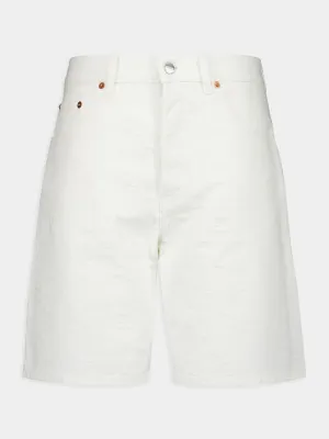 GG Jacquard White Denim Shorts
