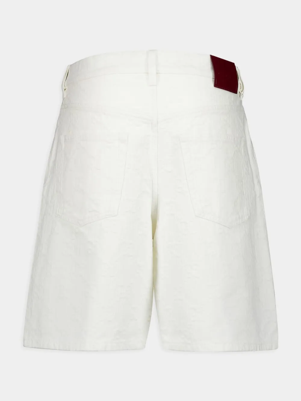 GG Jacquard White Denim Shorts
