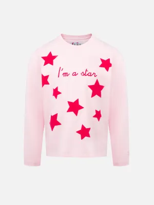 Girl pink long-sleeve t-shirt Penny with I'm a star embroidery