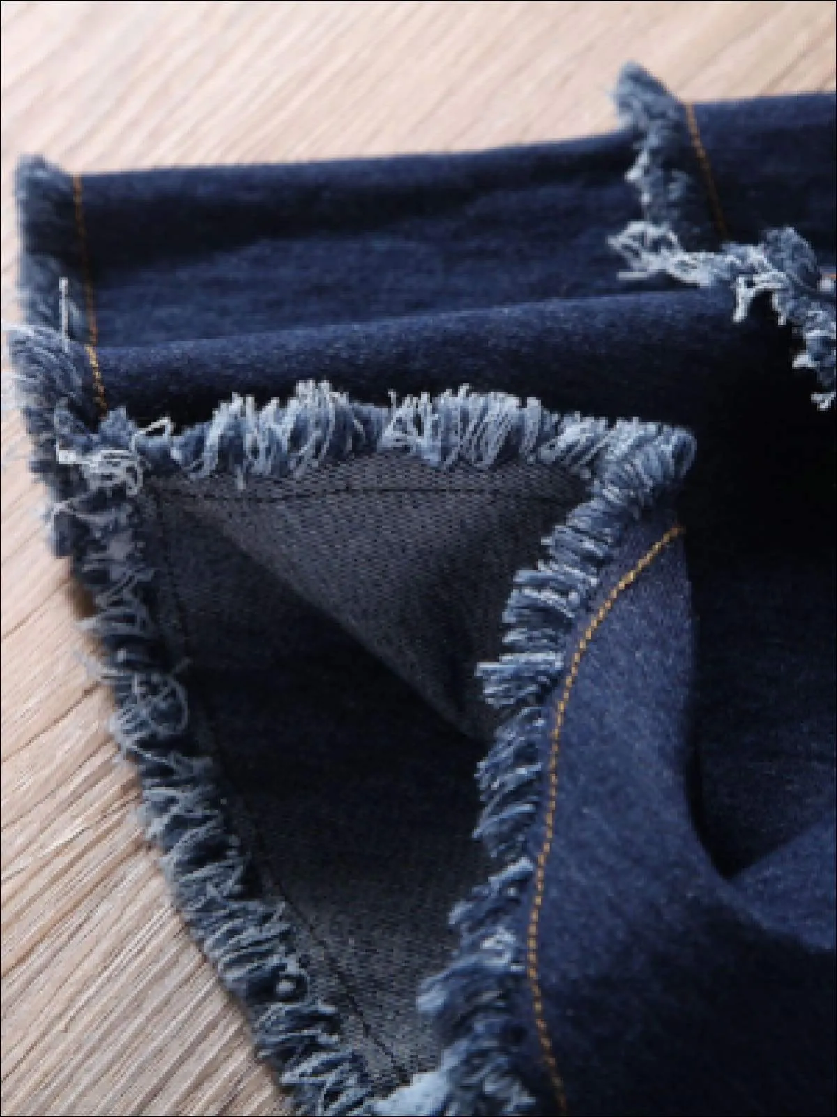 Girls Dark Denim Frayed Edge Bell Bottom Jeans