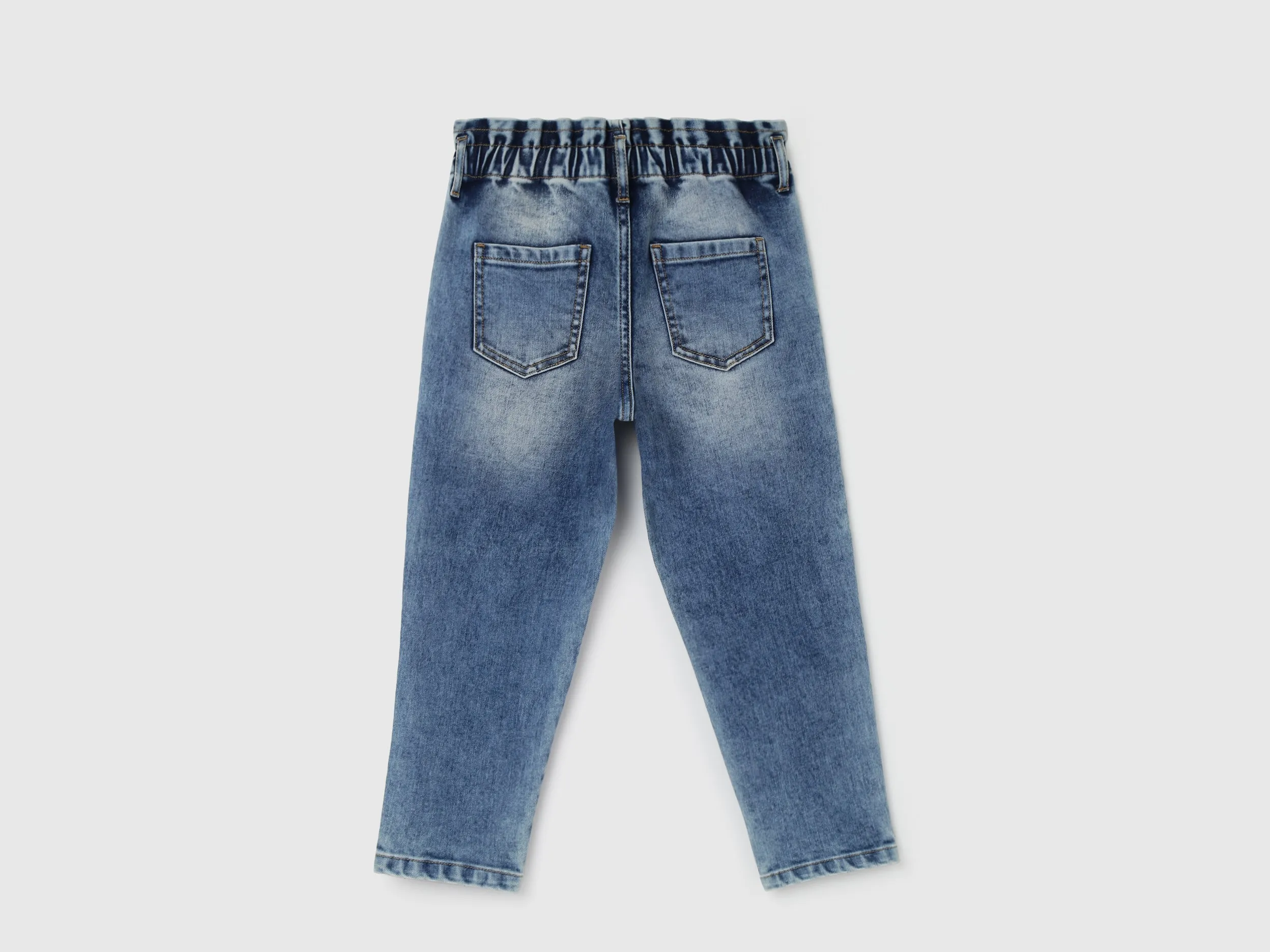 Girl's Solid Paperbag Jeans