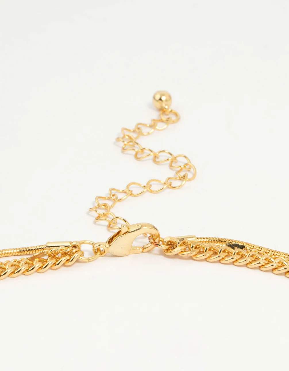 Gold Plated Cross & Chain Layered Necklace
