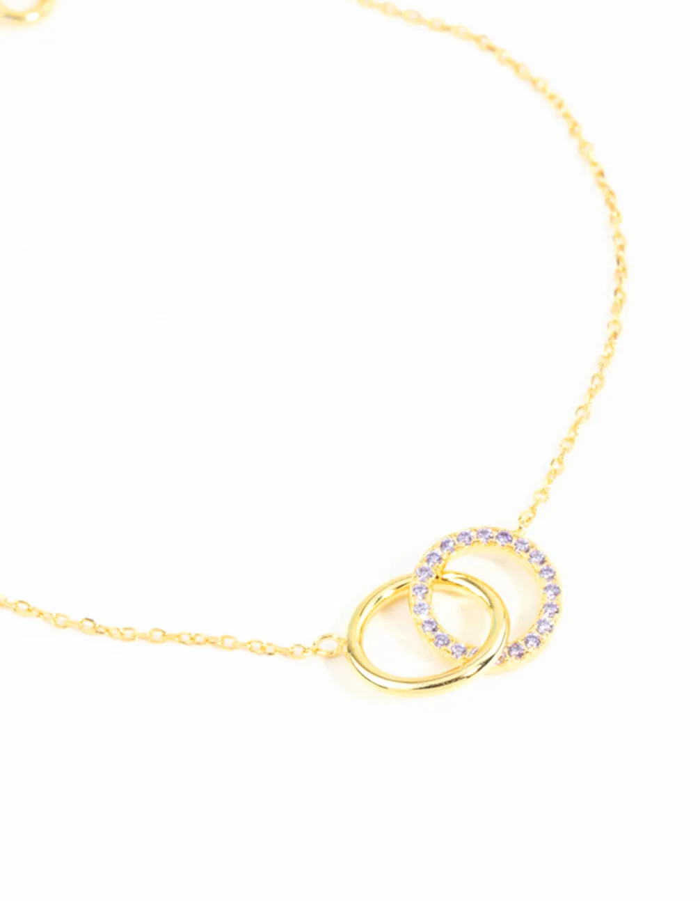 Gold Plated Sterling Silver Pave Link Hoop Bracelet & Anklet Set