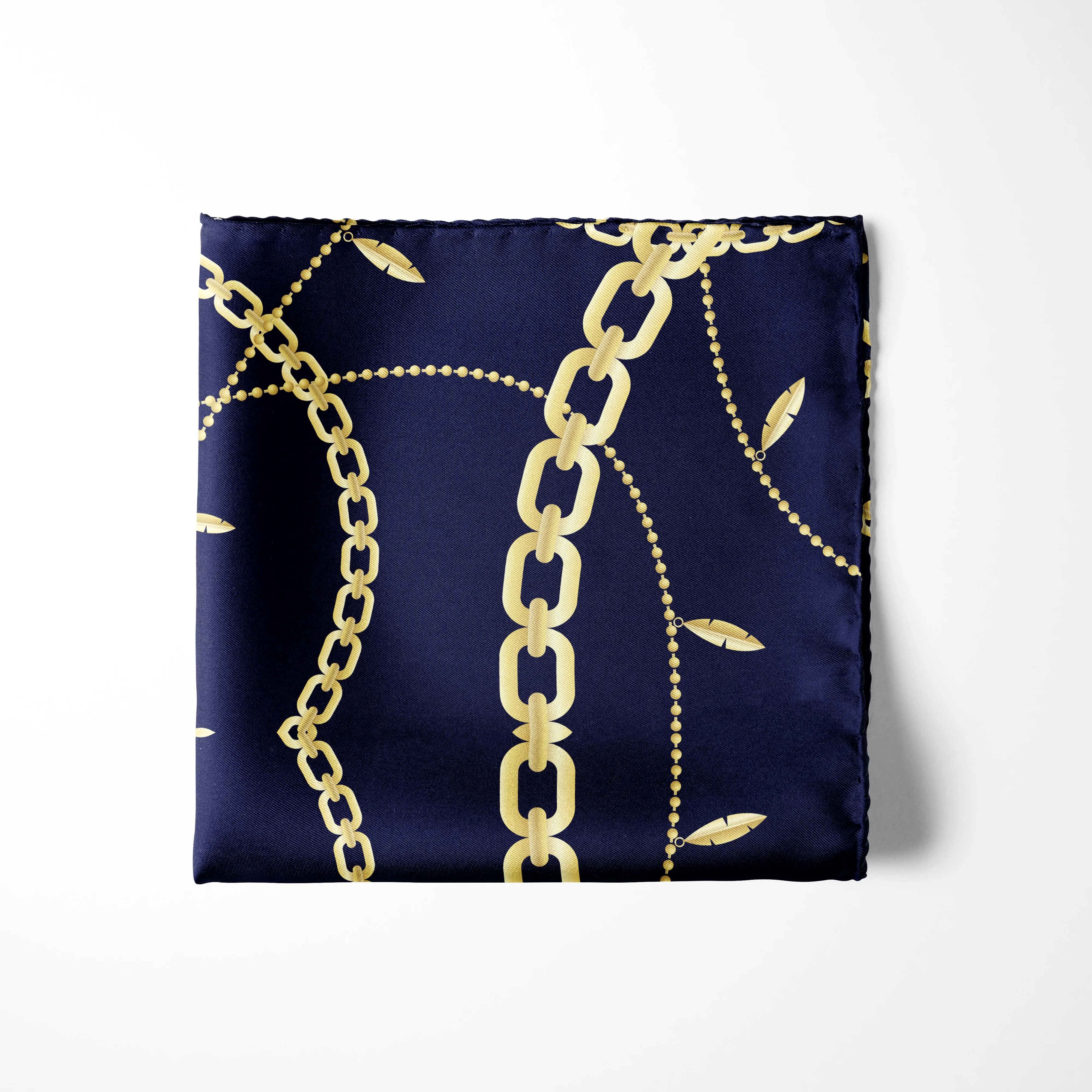 GOLDEN CHAIN LOOP SILK POCKET SQUARE