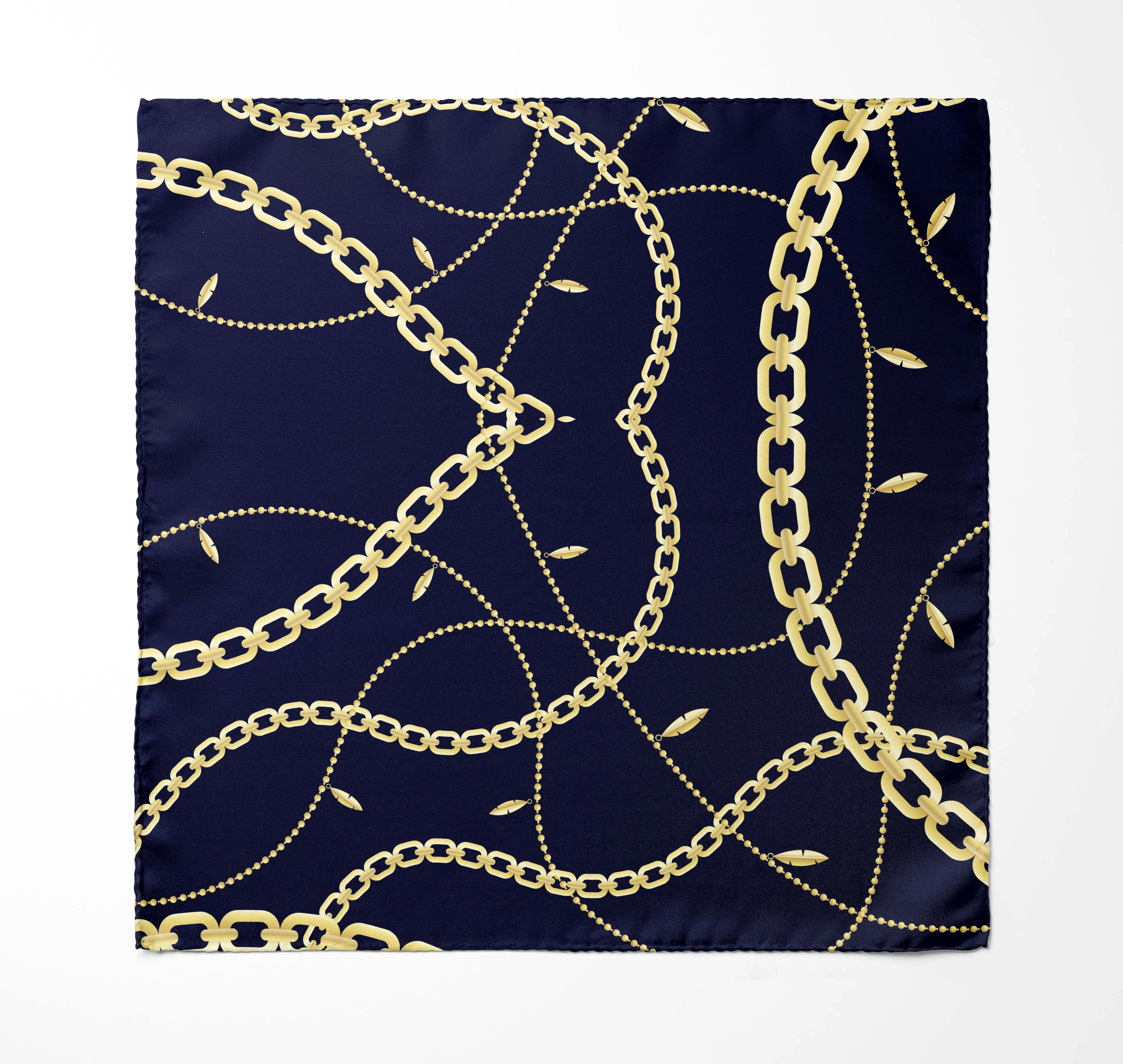 GOLDEN CHAIN LOOP SILK POCKET SQUARE