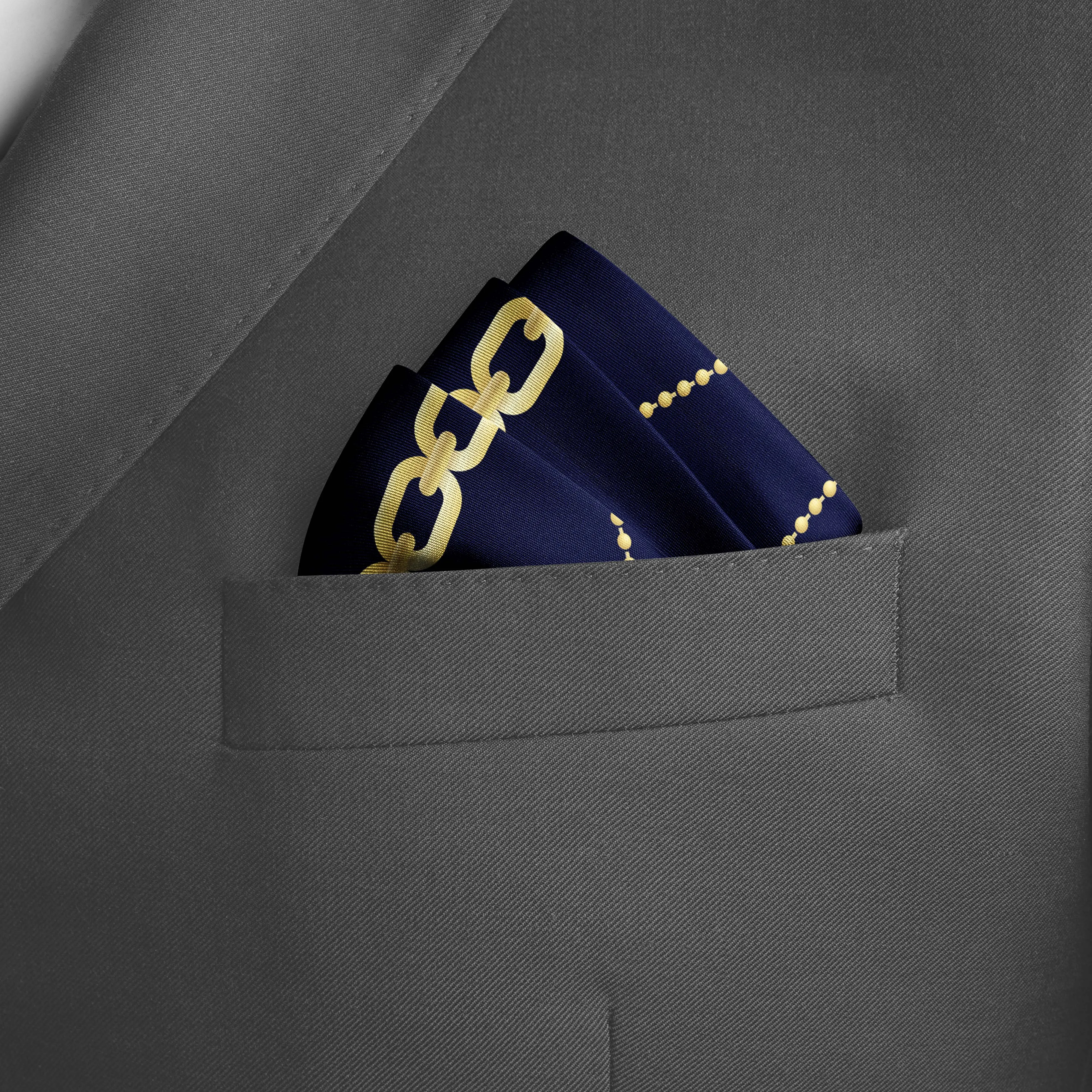 GOLDEN CHAIN LOOP SILK POCKET SQUARE