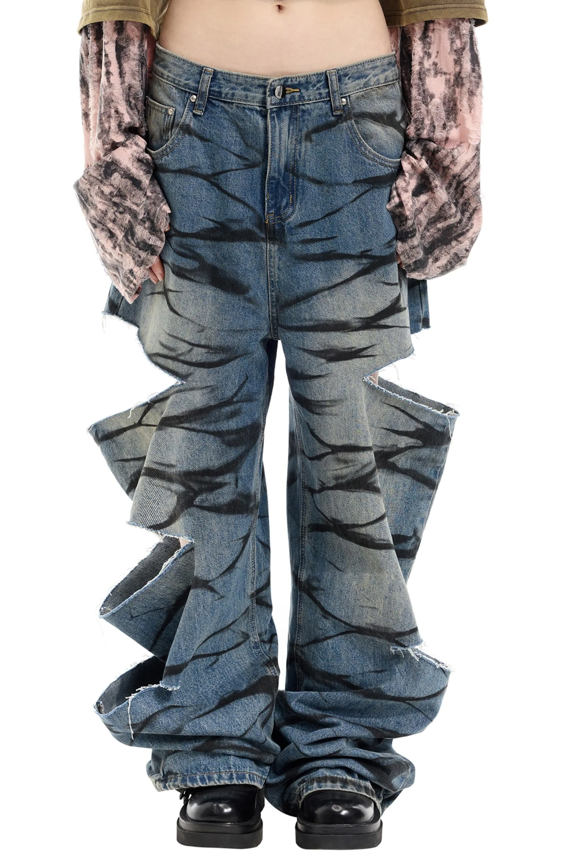 Graffiti Layered Jeans