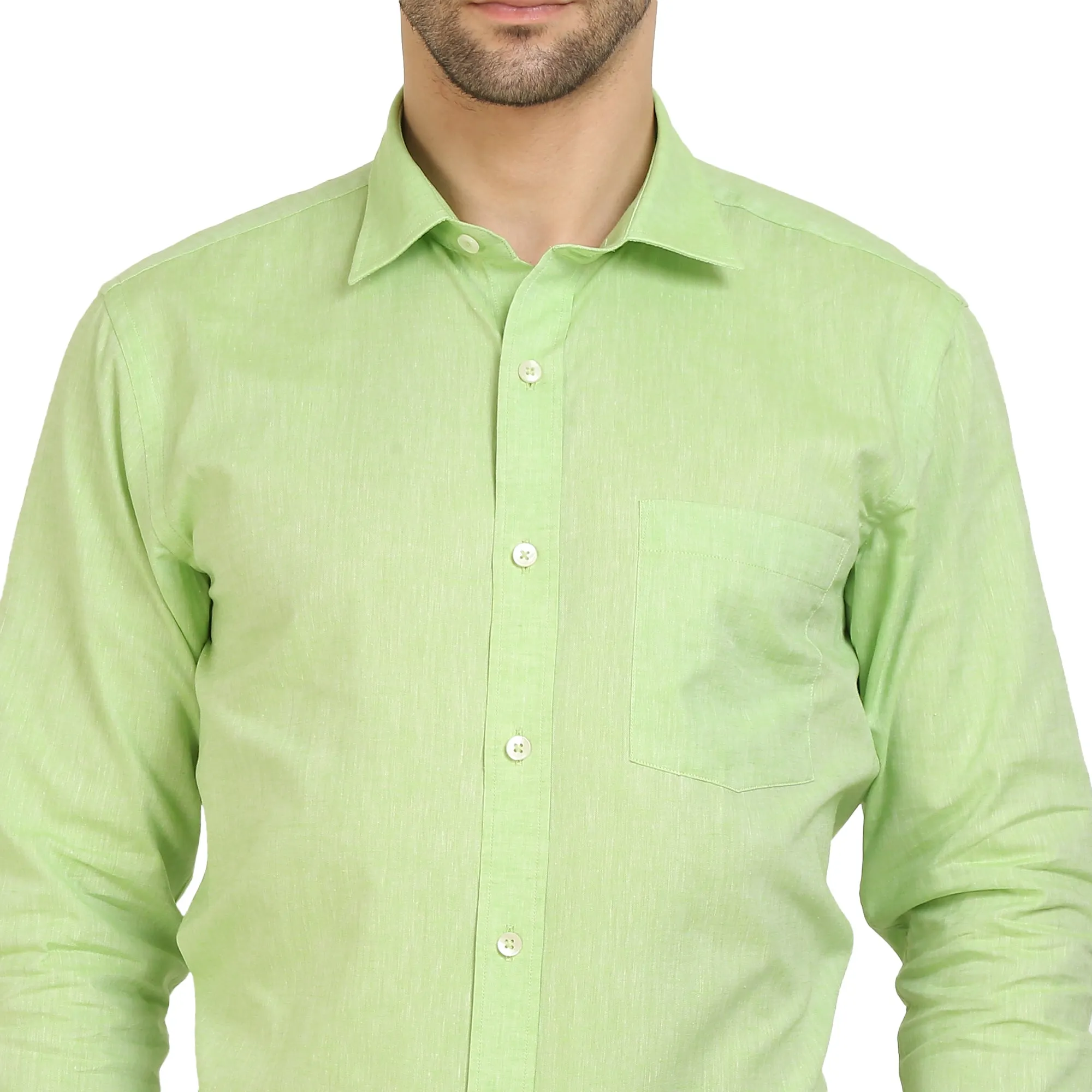 Green Cotton Full Sleeve Shirt