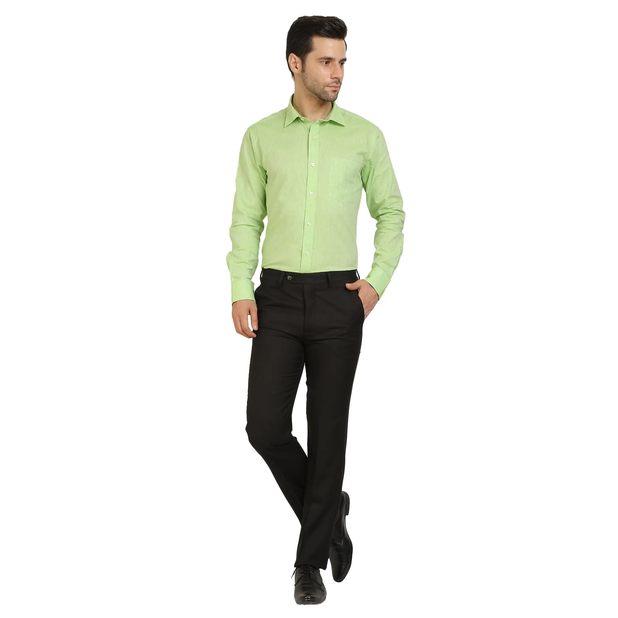 Green Cotton Full Sleeve Shirt