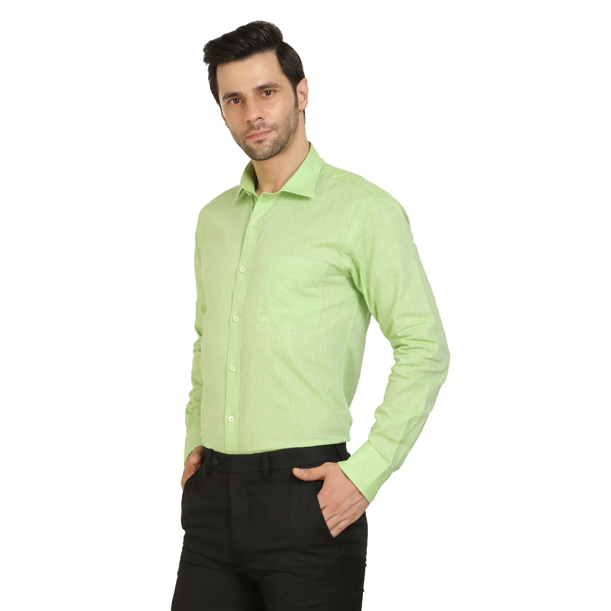 Green Cotton Full Sleeve Shirt
