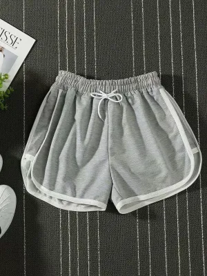 Grey Contrast Striped Shorts