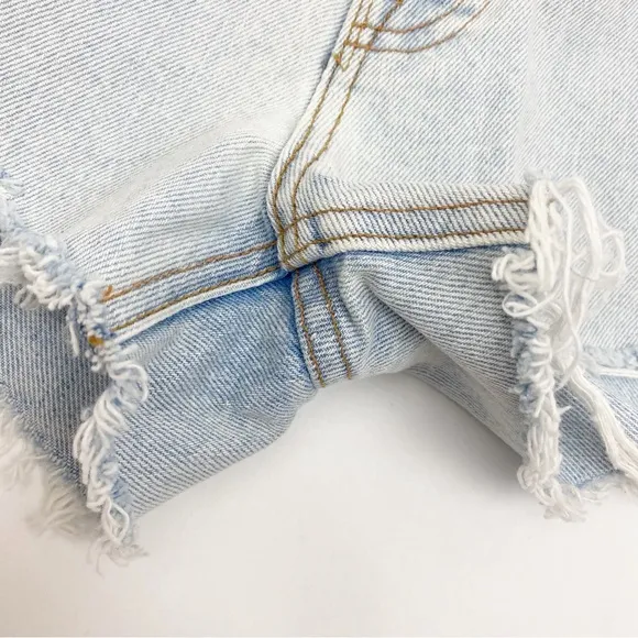 GRLFRND The Helena High Rise Cut Off Jean Shorts Palm Springs Light Wash Blue