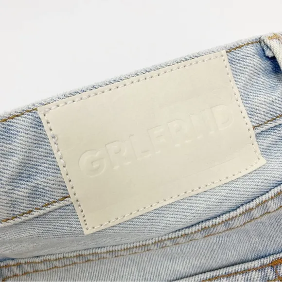 GRLFRND The Helena High Rise Cut Off Jean Shorts Palm Springs Light Wash Blue