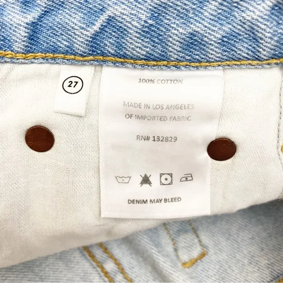 GRLFRND The Helena High Rise Cut Off Jean Shorts Palm Springs Light Wash Blue