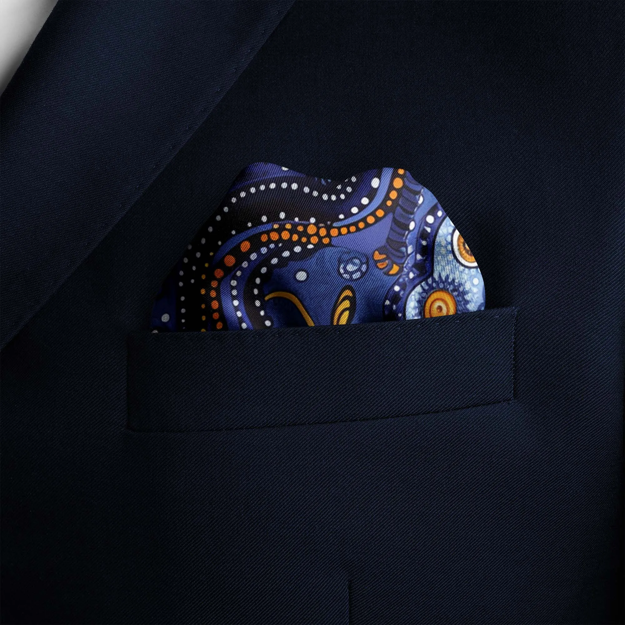 HAND DRAWN ABSTRACT SILK POCKET SQUARE