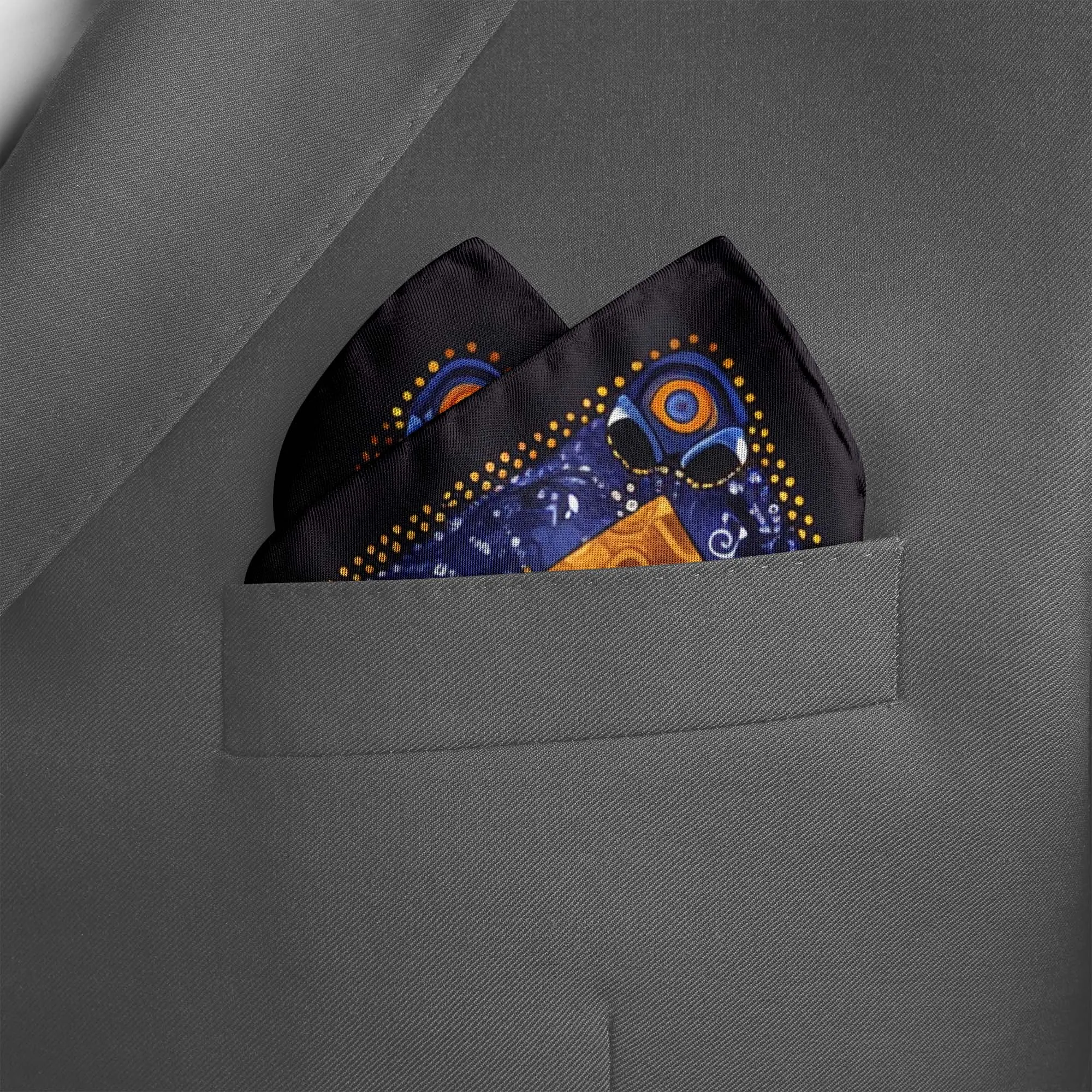 HAND DRAWN ABSTRACT SILK POCKET SQUARE