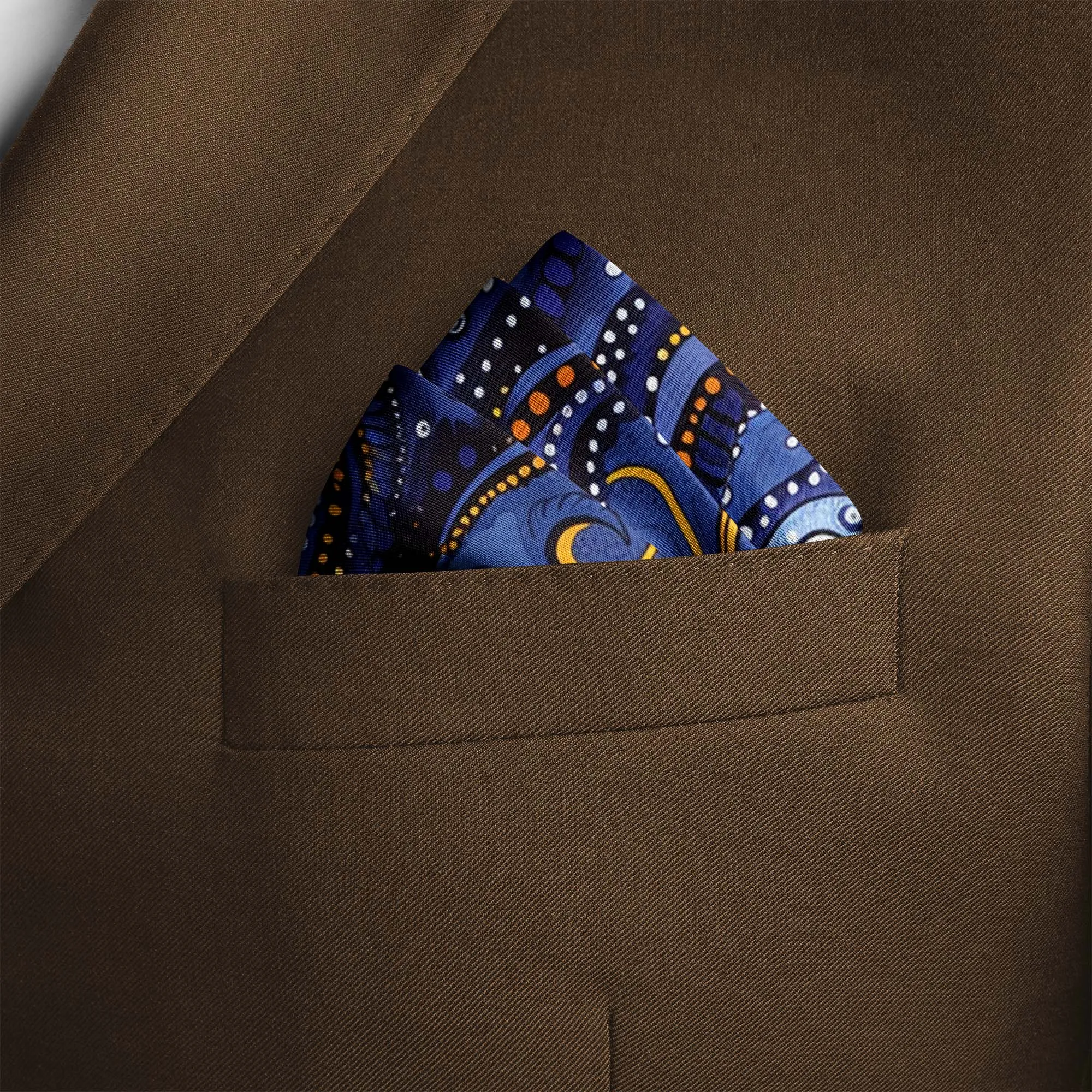 HAND DRAWN ABSTRACT SILK POCKET SQUARE