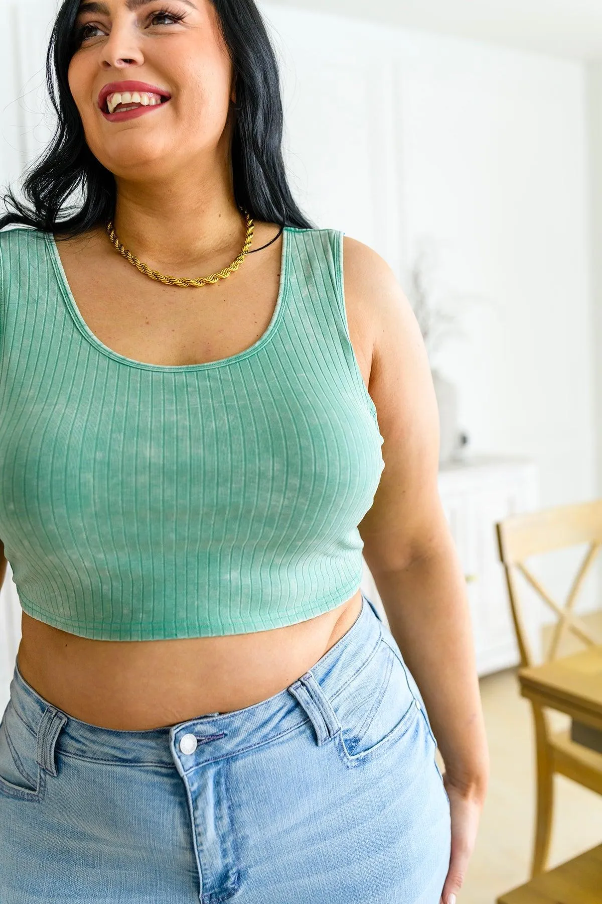 Hazel Blues® |  Get On My Level Cropped Cami in Mint