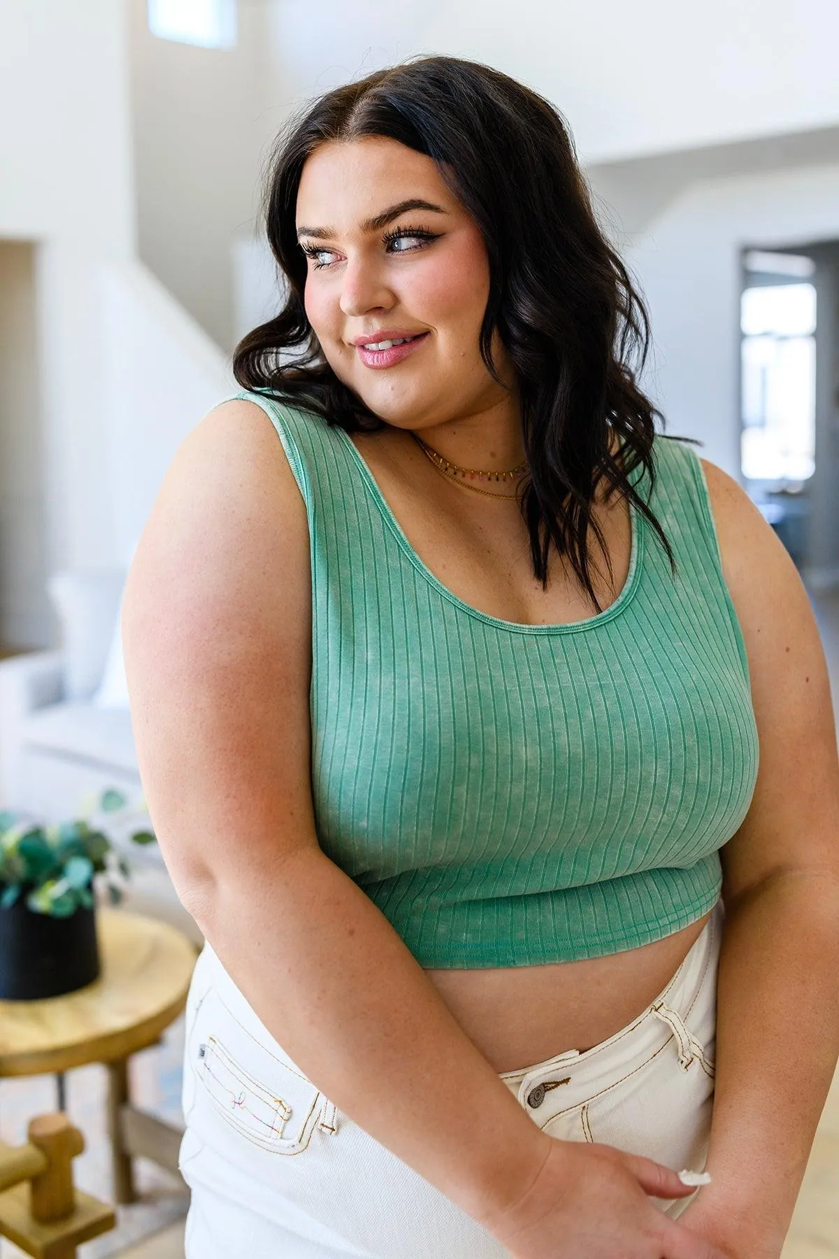 Hazel Blues® |  Get On My Level Cropped Cami in Mint