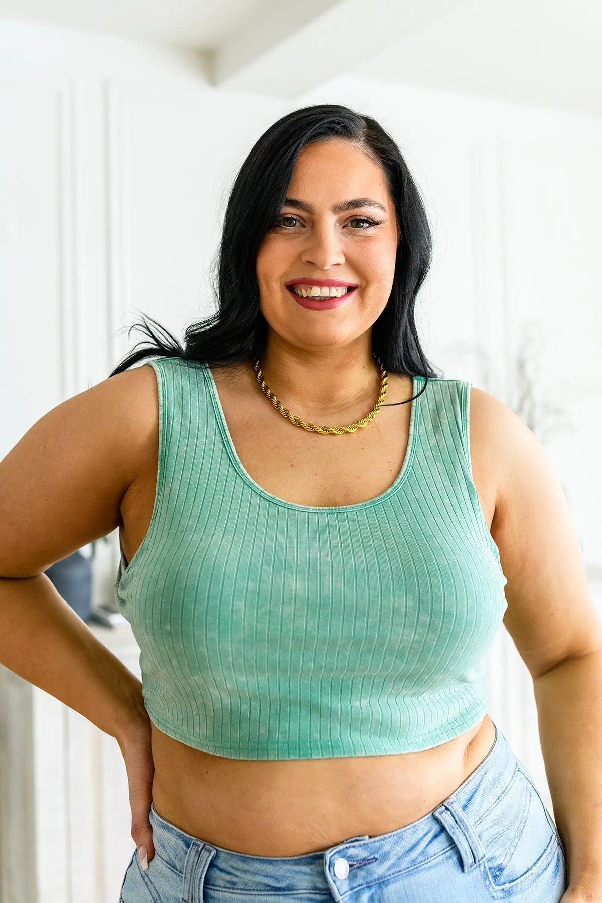 Hazel Blues® |  Get On My Level Cropped Cami in Mint