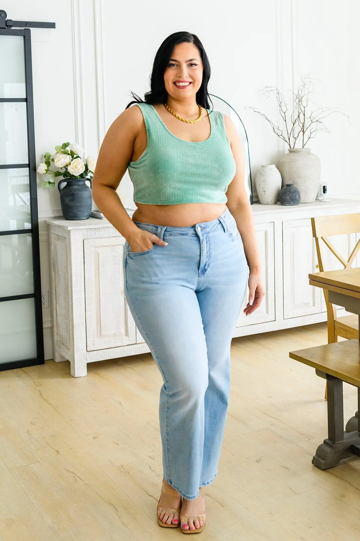 Hazel Blues® |  Get On My Level Cropped Cami in Mint