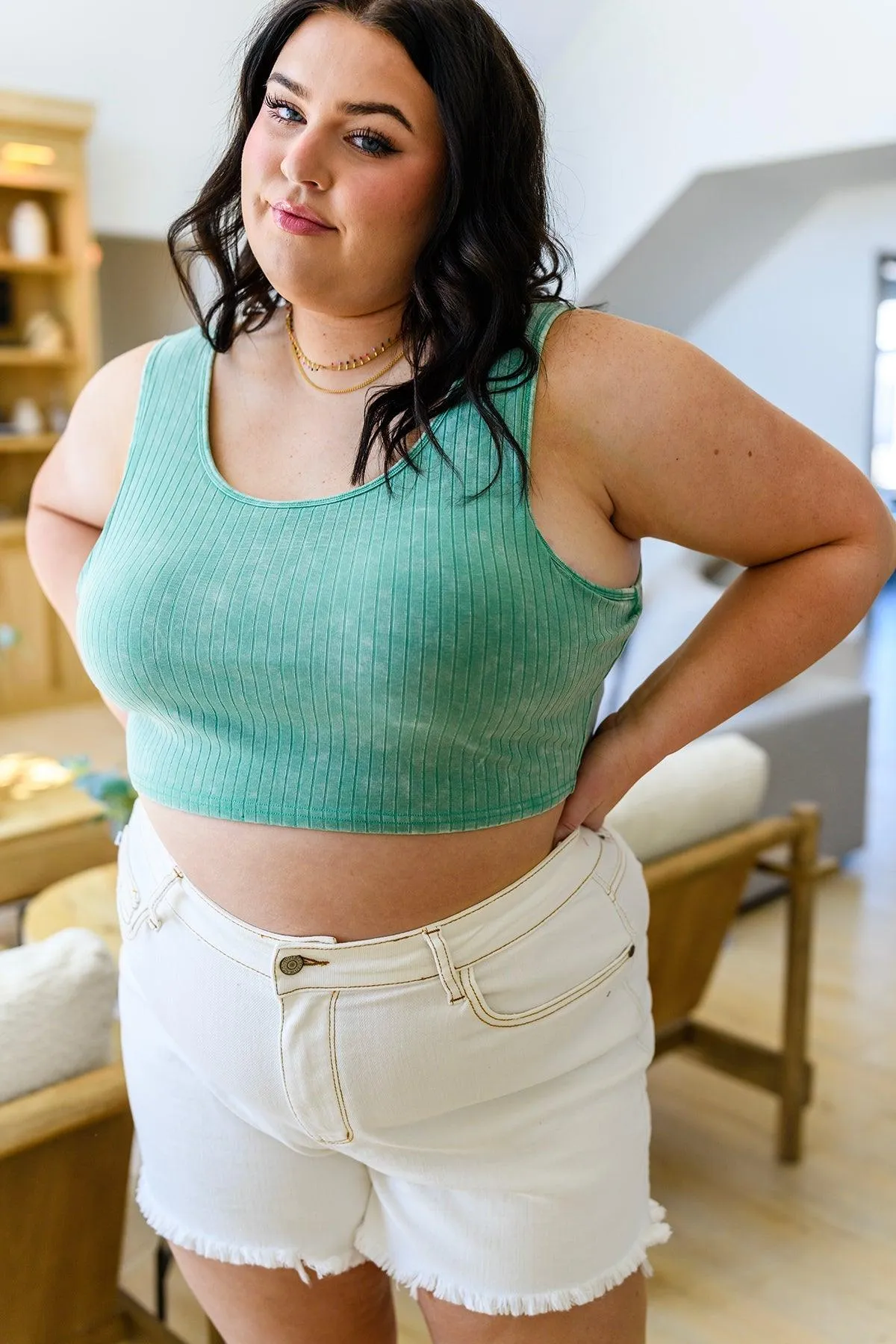Hazel Blues® |  Get On My Level Cropped Cami in Mint