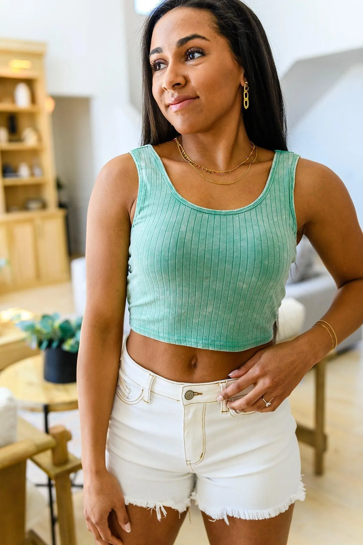 Hazel Blues® |  Get On My Level Cropped Cami in Mint