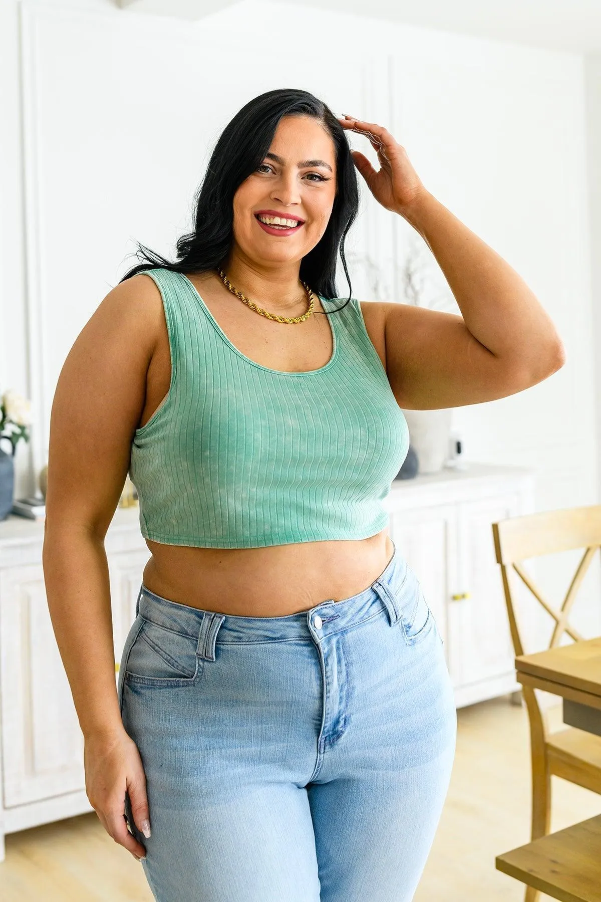 Hazel Blues® |  Get On My Level Cropped Cami in Mint