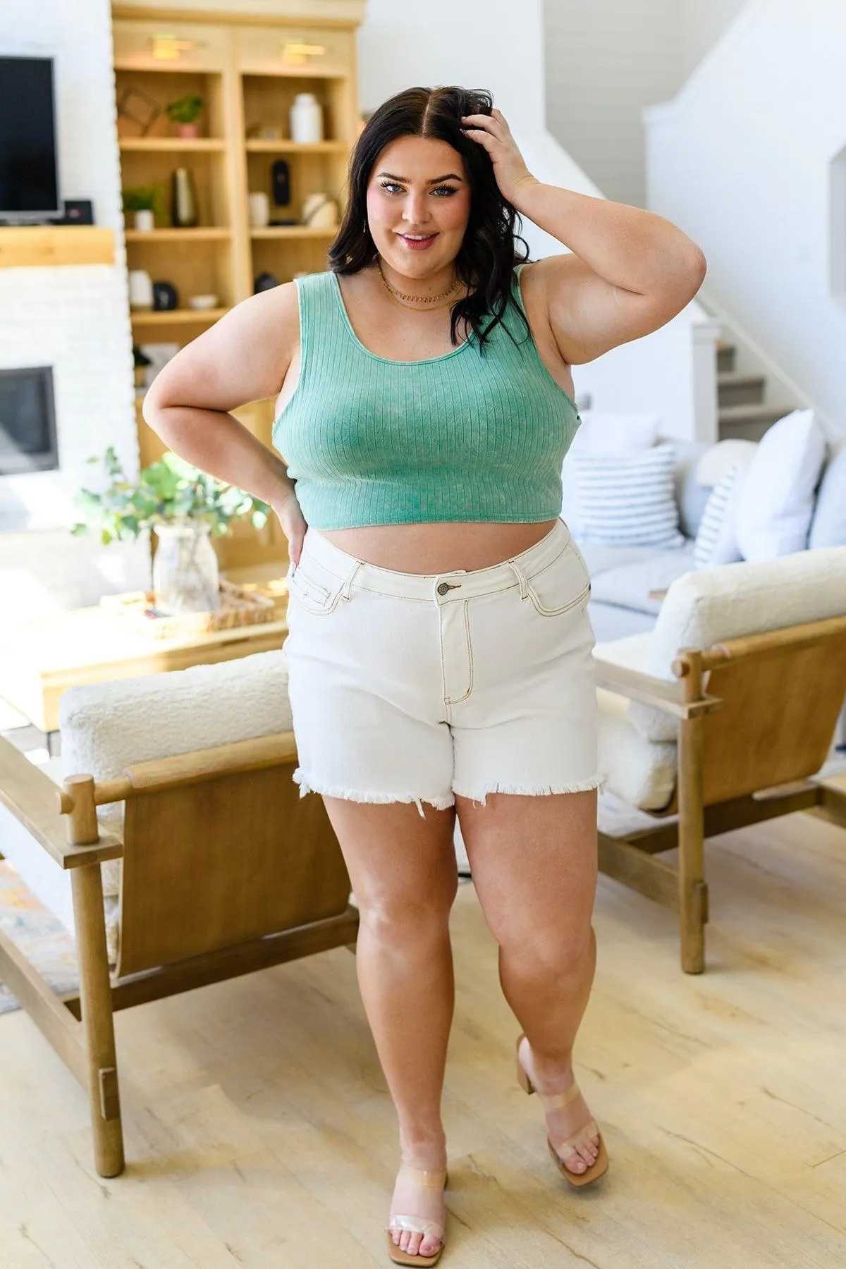 Hazel Blues® |  Get On My Level Cropped Cami in Mint