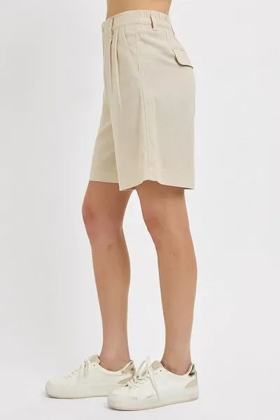 Hazel Blues® |  RISEN High Rise Pleated Front Shorts