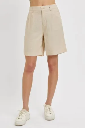 Hazel Blues® |  RISEN High Rise Pleated Front Shorts