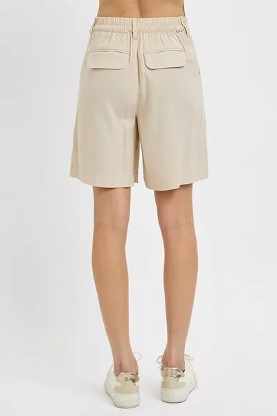 Hazel Blues® |  RISEN High Rise Pleated Front Shorts