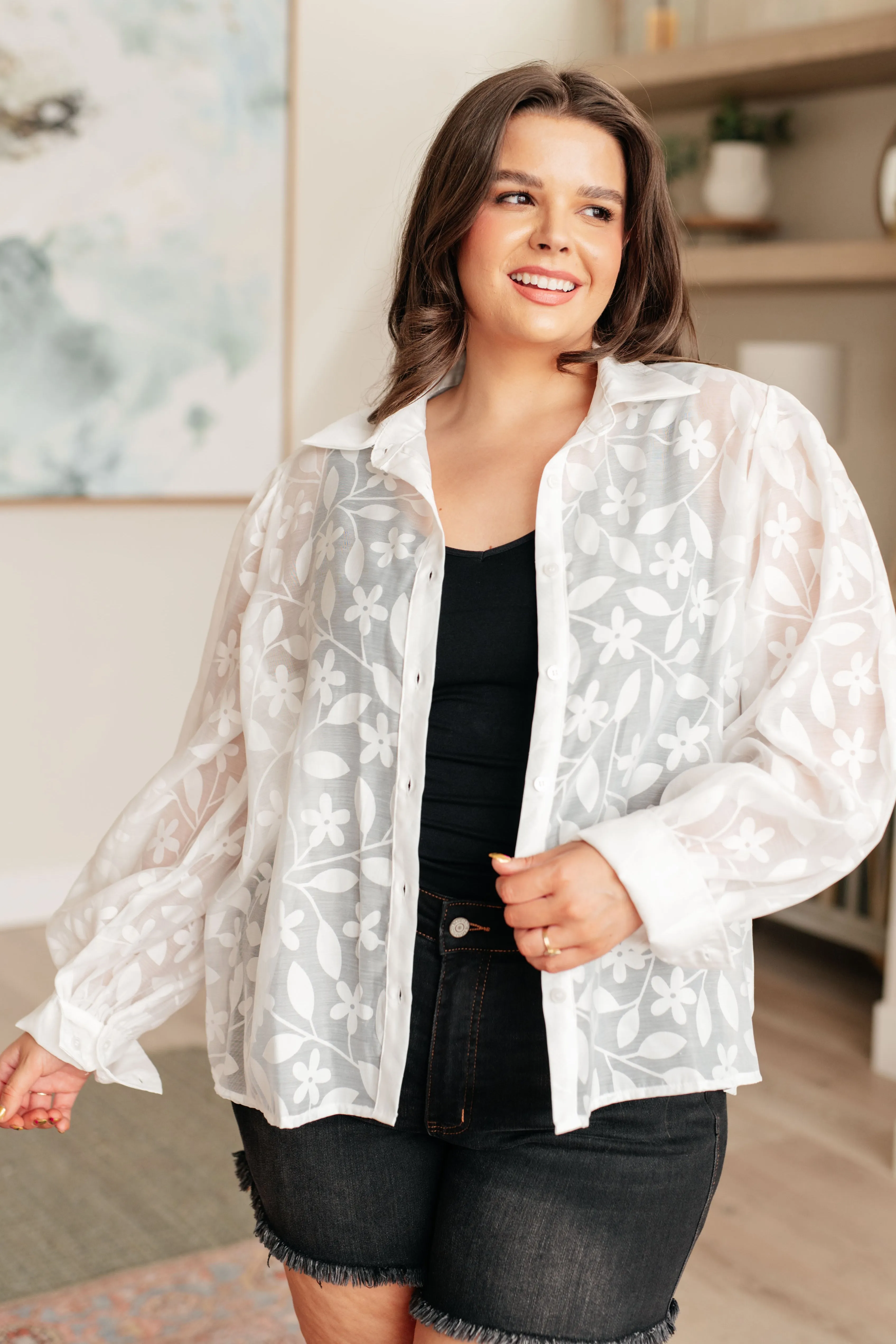 Hazel Blues® |  Sweet Serotonin Lace Button Up