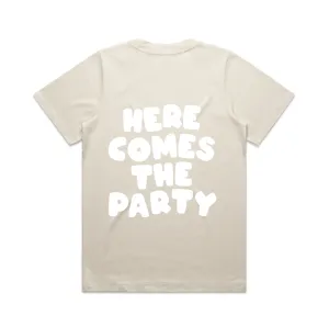 Here Comes The Party Tee | White on Ecru