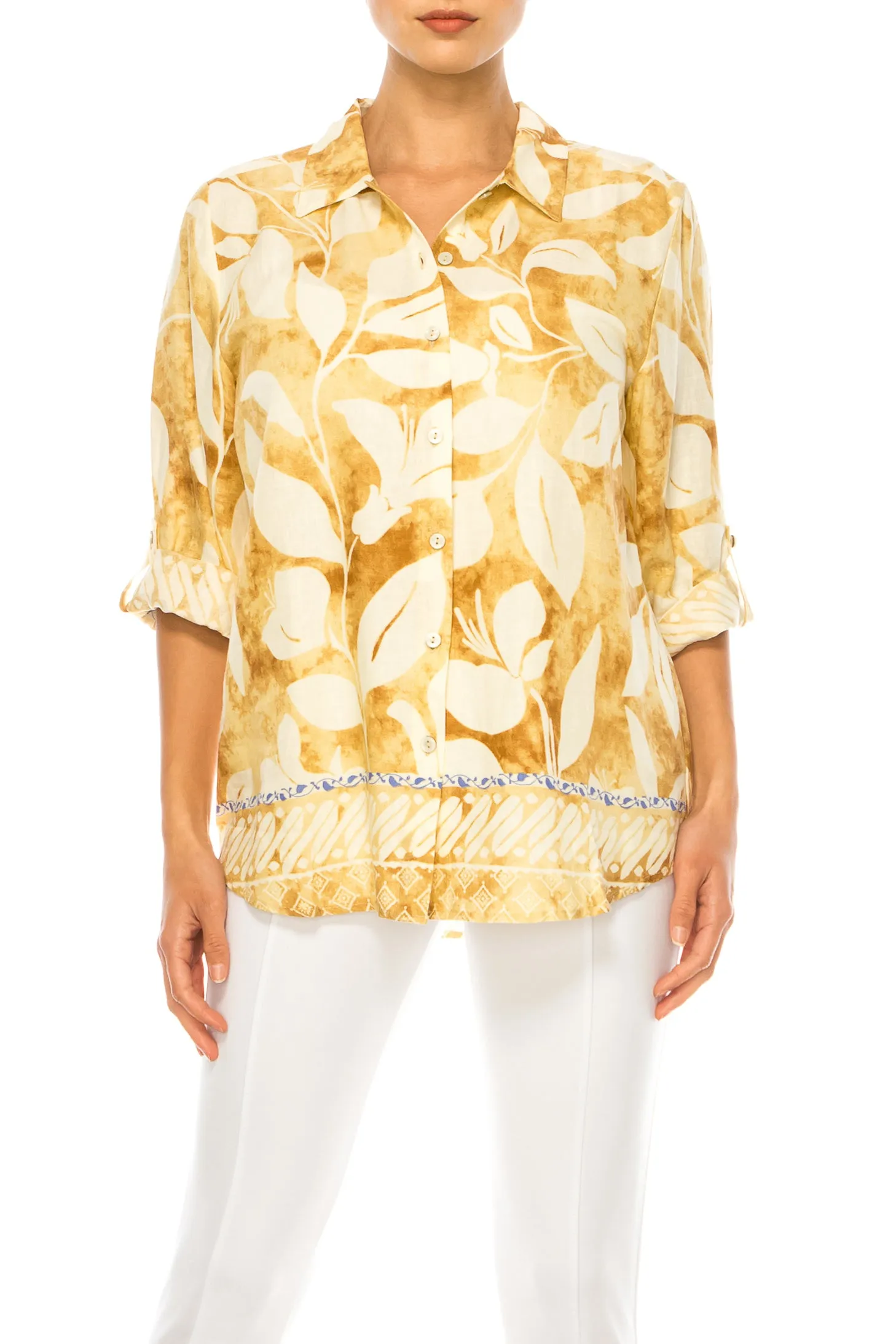 Hester & Orchard Adjustable Sleeve Floral Top