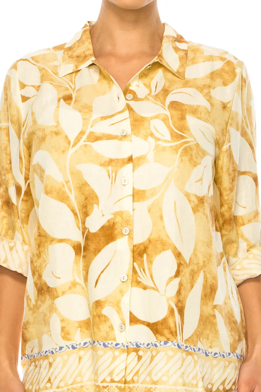 Hester & Orchard Adjustable Sleeve Floral Top