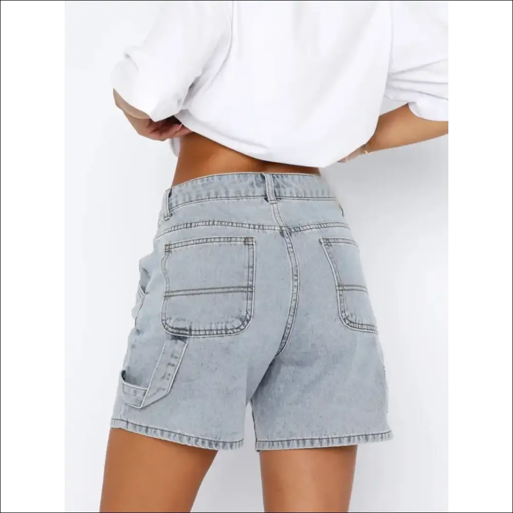 High Rise Washed Denim Shorts