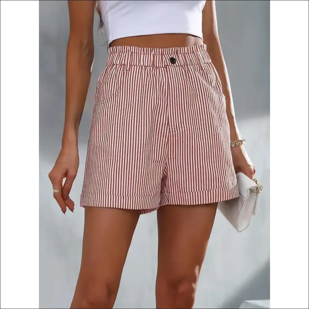 High Waist Striped Shorts for Trendy Women