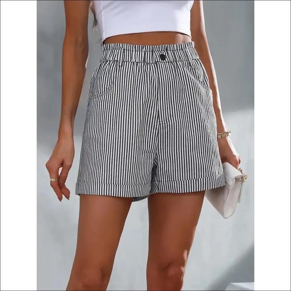 High Waist Striped Shorts for Trendy Women