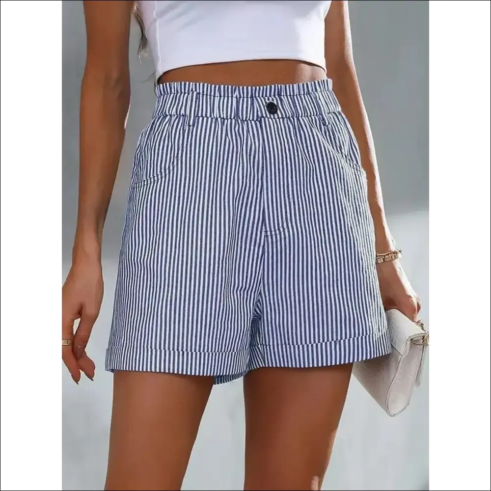 High Waist Striped Shorts for Trendy Women
