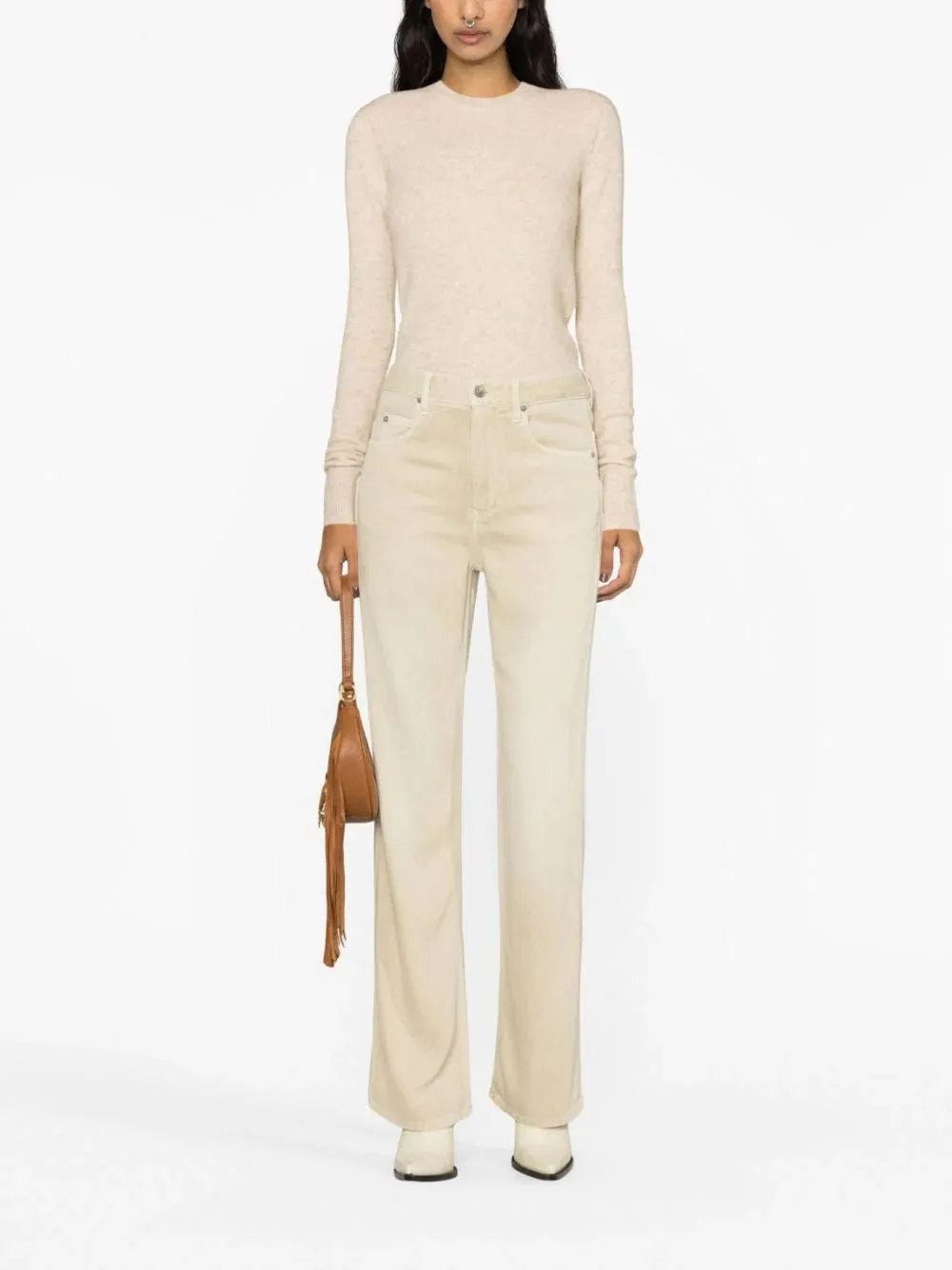High-Waisted Straight-Leg Cotton Jeans