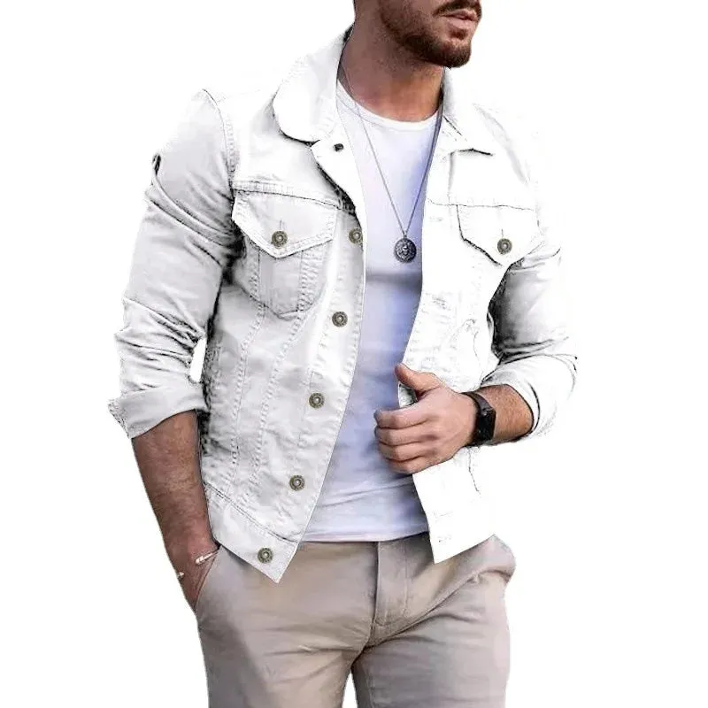 Hip-hop Men's Denim Jackets Streetwear Casual Cotton Classic Slim Jeans Coat Male Brand Clothes Cowboy Jacket