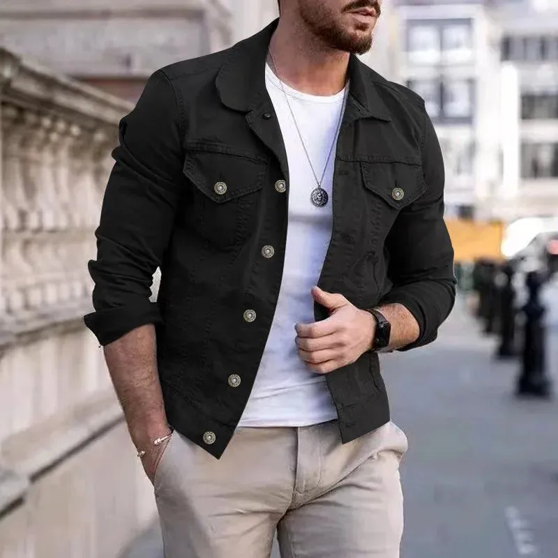 Hip-hop Men's Denim Jackets Streetwear Casual Cotton Classic Slim Jeans Coat Male Brand Clothes Cowboy Jacket